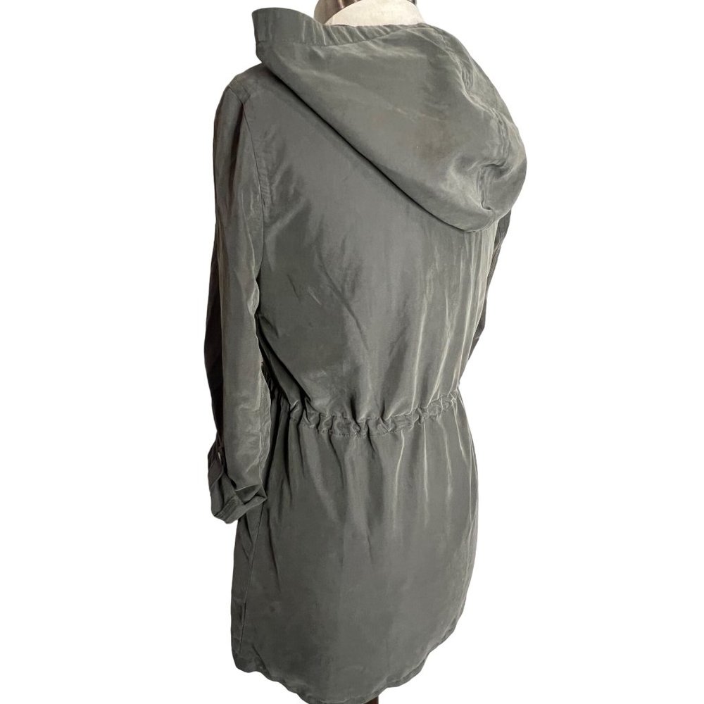 Divided by H&M women’s size 2 lightweight jacket hooded side, zipper army green - Picture 4 of 13